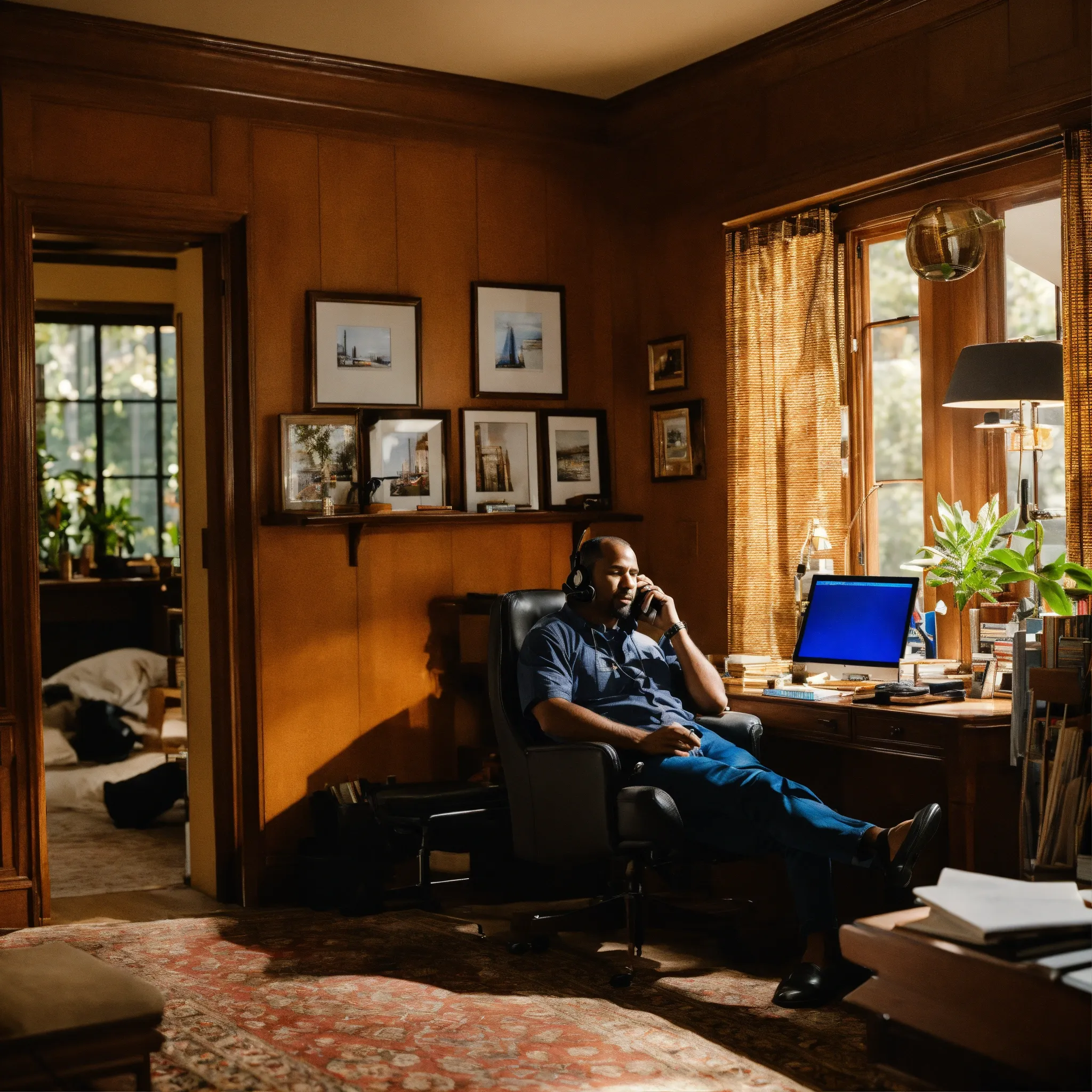 Happy customer in ergonomic workspace